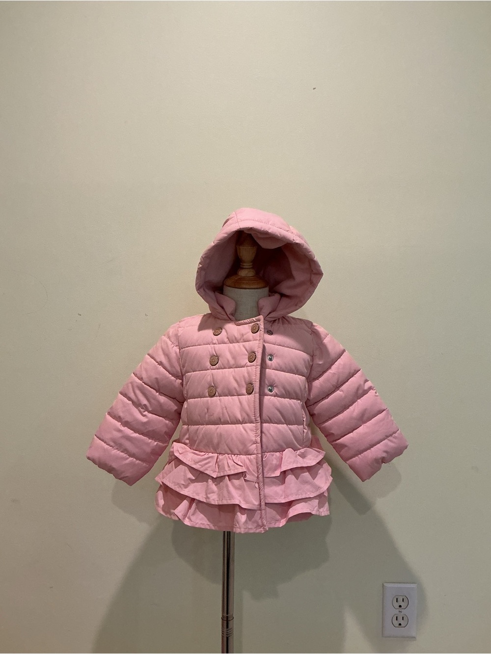 Gymboree Light Pink Hooded Ruffle Puffer Jacket